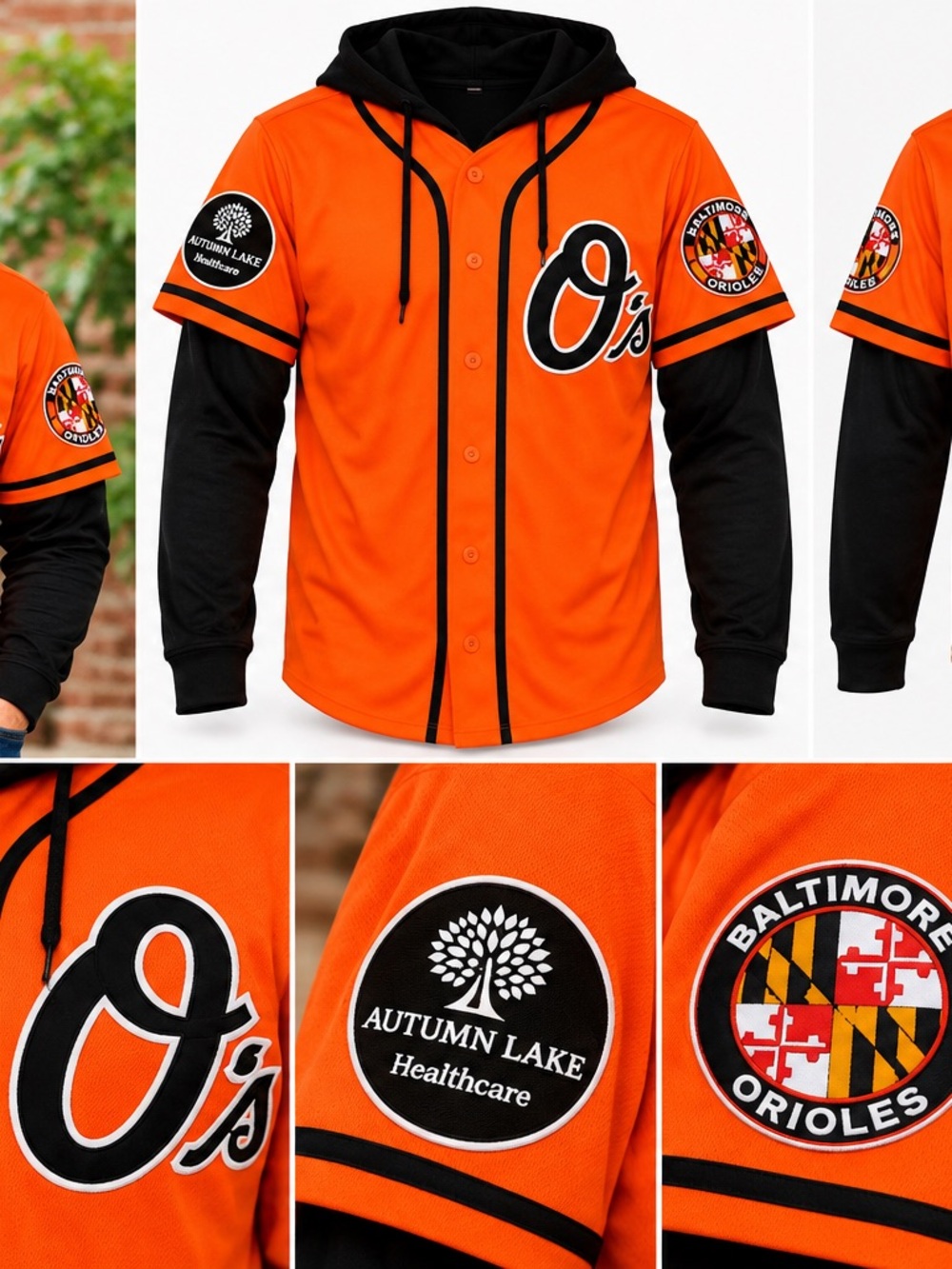 Baltimore Orioles Orange Hoodie Baseball Jacket for men